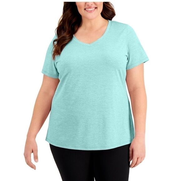 ID Ideology Women S Rapidry V Neck Performance T-Shirt Blue Size 1X aqua freeze - Picture 4 of 9